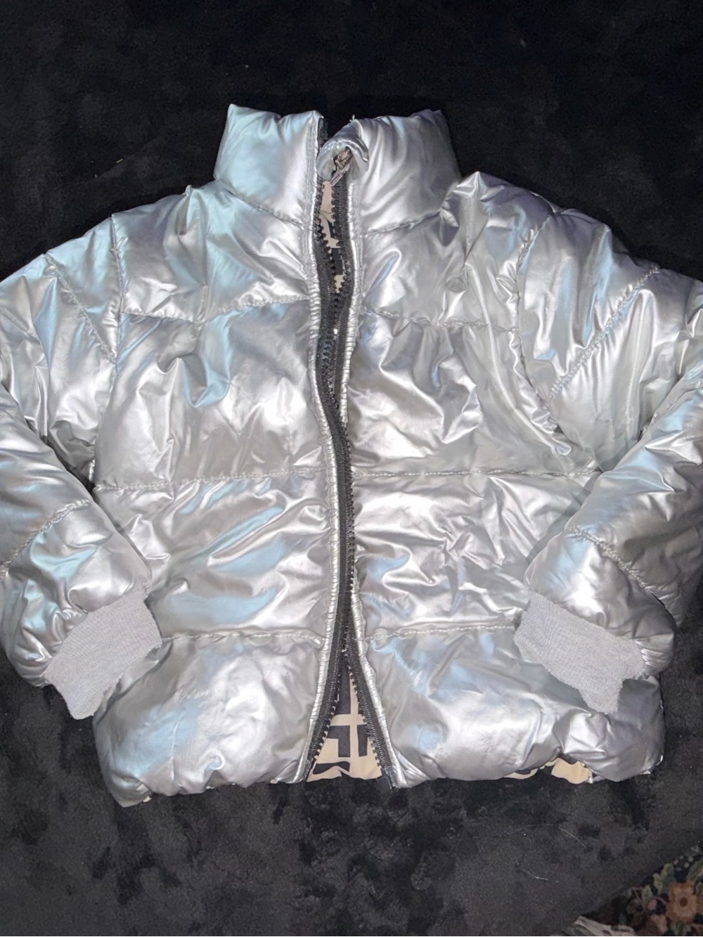 Kids Metallic Silver Puffer Jacket - Lightweight Winter Coat